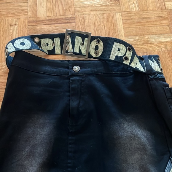 Pre-loved black denim midi skirt with belt - Picture 4 of 8